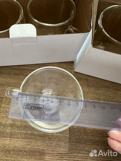 Кружки стеклянные с двойным дном