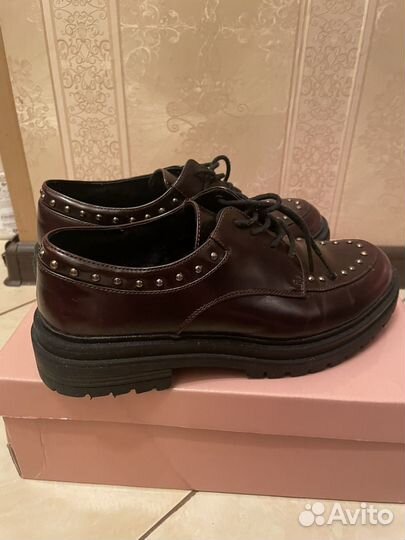 Полуботинки женские бордовые 40