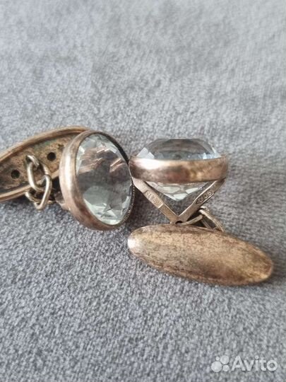 Запонки горный хрусталь