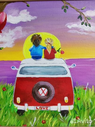 Картина на холсте влюблённые