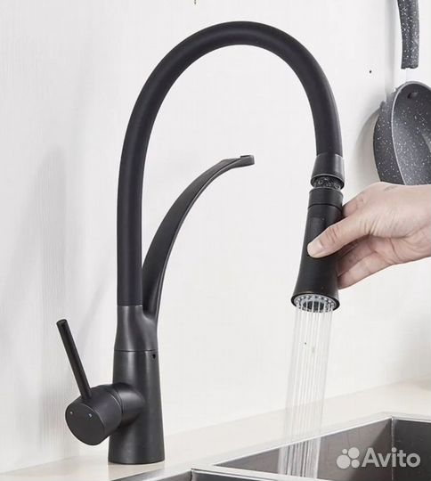 Смеситель кухни гибкий силиконовый излив однорукий