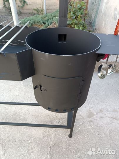 Большой мангал с печью и дымоходом 2в1 металл 3мм