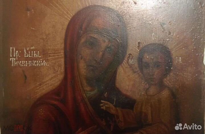 Икона старинная Богородица Тихвинская