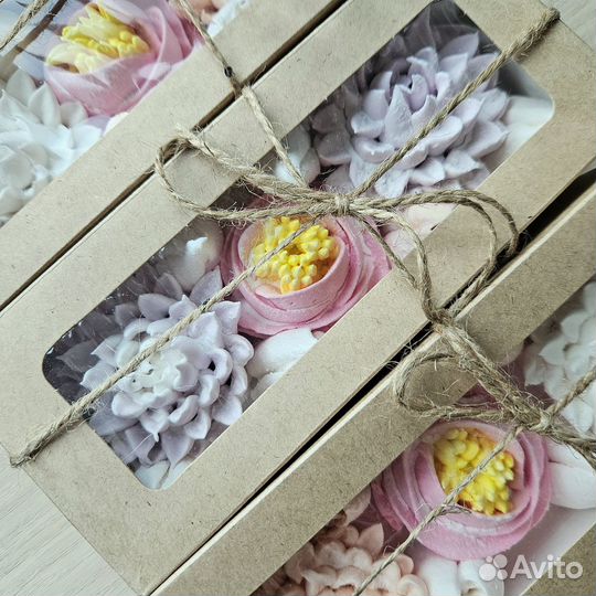 Зефирные цветы ручной работы