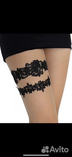 Подвязки на ногу на бедра кружевные черные новые