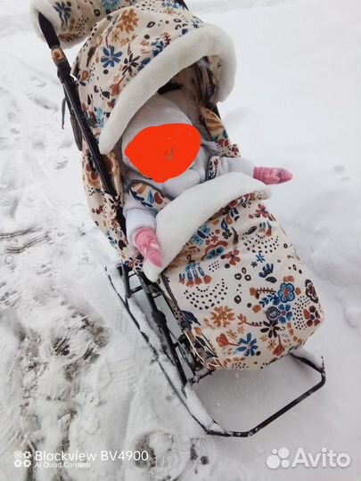 Детские санки коляска с колесами
