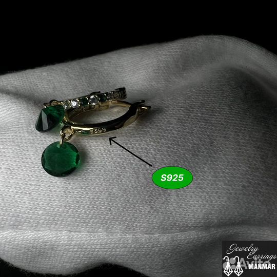 Серьги из серебра 925 с камнем