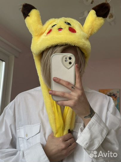 Шапка Пикачу детская подростковая со светодиодами