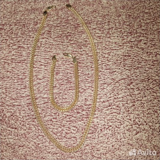 Цепь+браслет, золото 585,красное