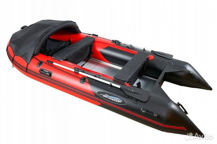 Надувная лодка gladiator D370AL красный/черный