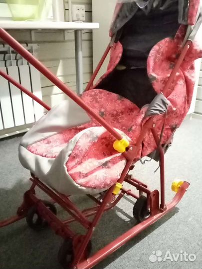 Детские санки коляска с колесами