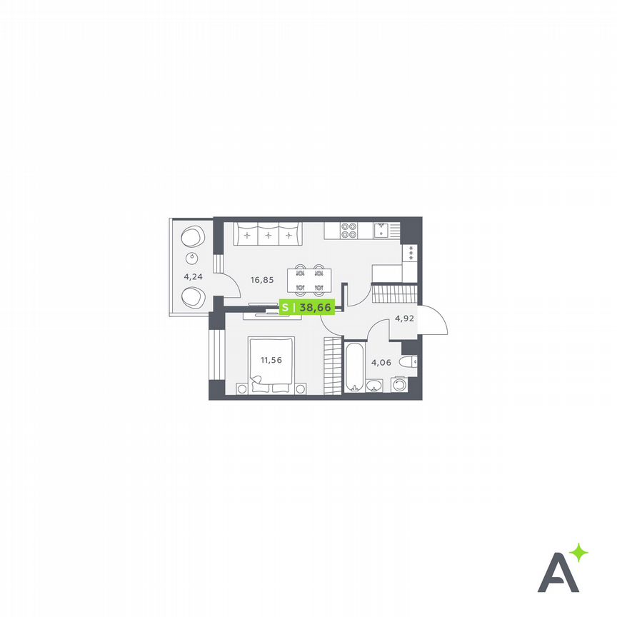 1-к. квартира, 38,7 м², 12/12 эт.