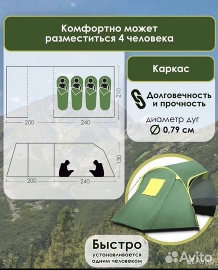 Палатка 4 х местная (новая)
