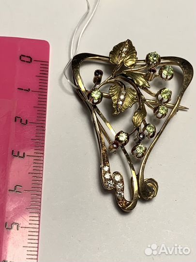 Подвеска и брошь - антиквариат 56 проба золота