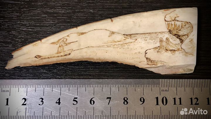 Пано бивень мамонта СССР, ручная роспись