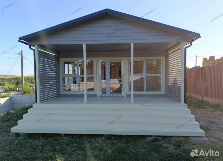 Каркасный дачный дом 10х6м с террасой