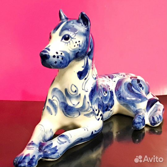 Дог фарфоровая статуэтка собака Гжель