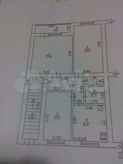 Комната 25,5 м² в 3-к., 2/2 эт.