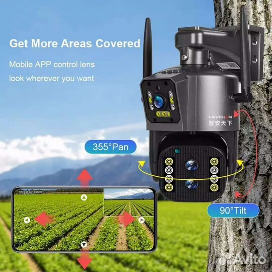 IP камера с тремя объективами 4MP LS vision 4K