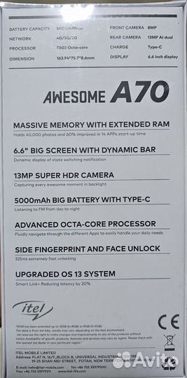 Itel A70, 4/256 ГБ