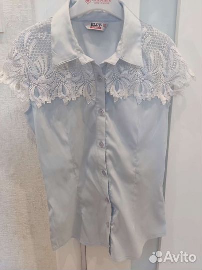 Рубашка голубая 134-140