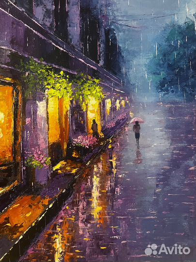 Интерьер дома, картина Улочка Парижа маслом