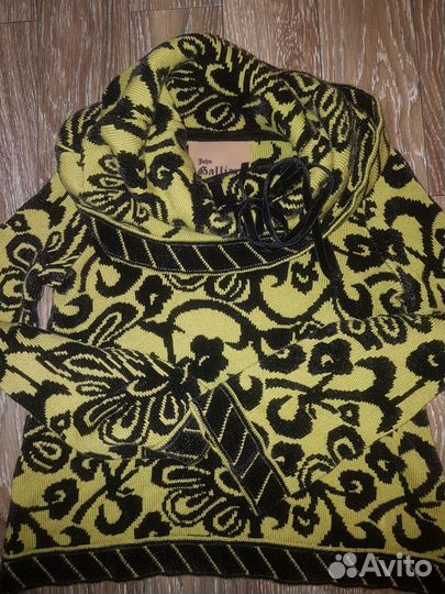 Свитер теплый John Galliano Dior Диор узор цветы
