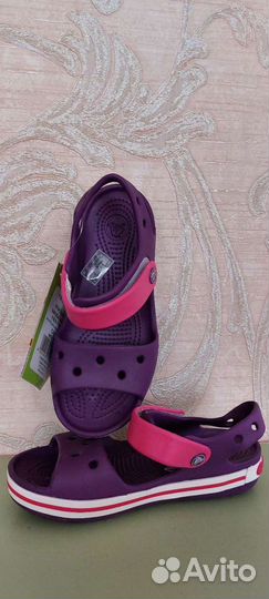 Сандалии crocs для девочки фиолетовые с розовой