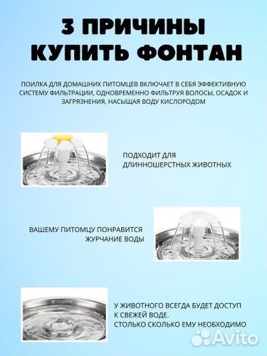 Поилка фонтан для кошек и мелких собак