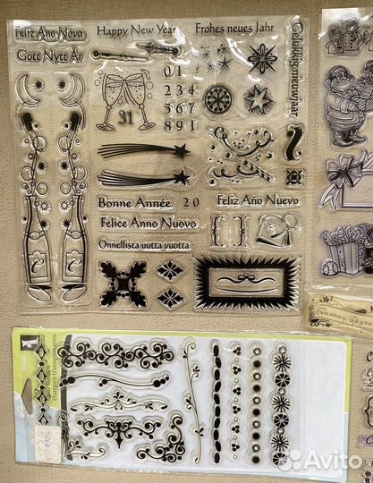 Один лот: штампы + подушечки + блок