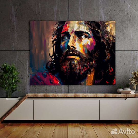 Картина маслом Иисус Яркая абстрактная живопись