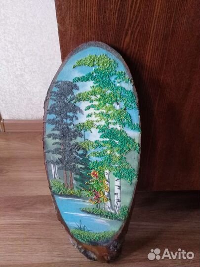 Картина на срезе дерева