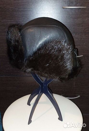 Мужская шапка-кожа и мех