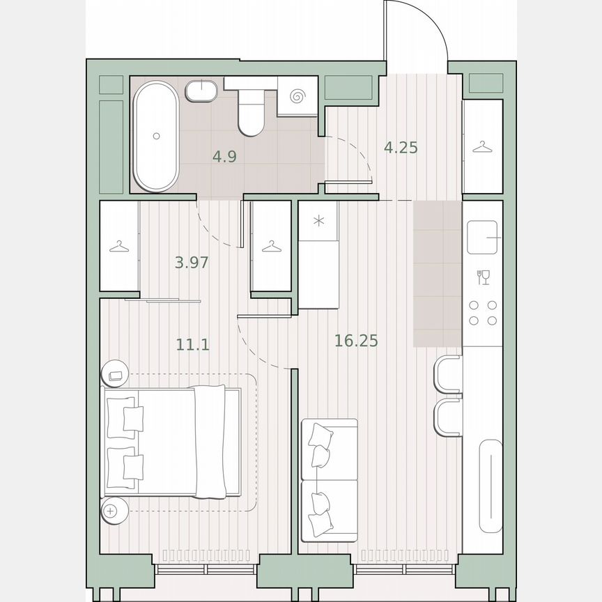 1-к. квартира, 40,5 м², 15/30 эт.