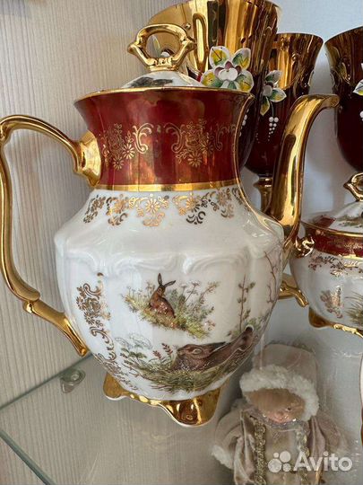 Сервиз кофейный новый Красная охота Чехия