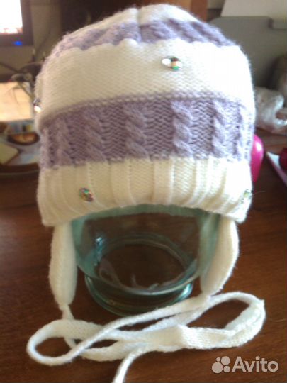 Зимняя шапочка со стразами р.38-40