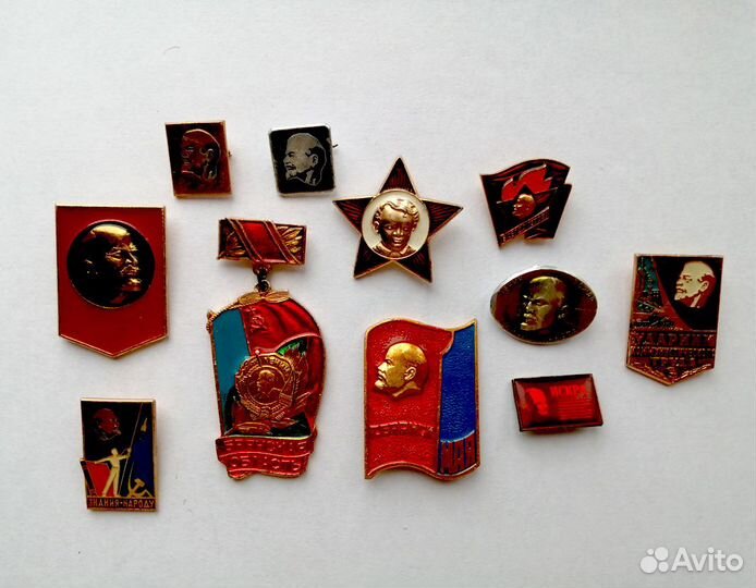 Значки спорт, писатели, В.И.Ленин и др. разные