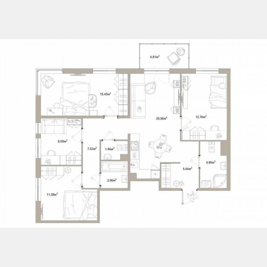 4-к. квартира, 92,7 м², 10/12 эт.