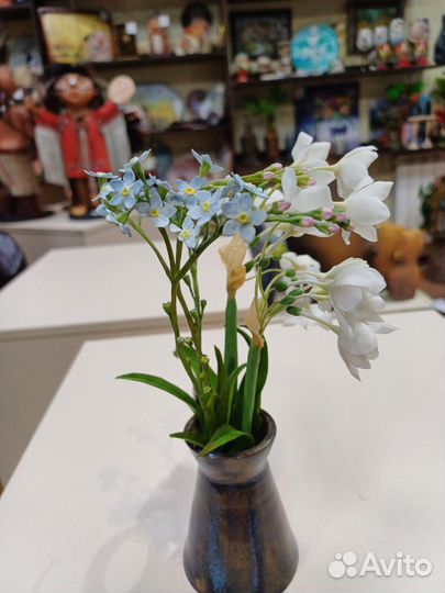 Незабудки цветы ручная работа холодный фарфор