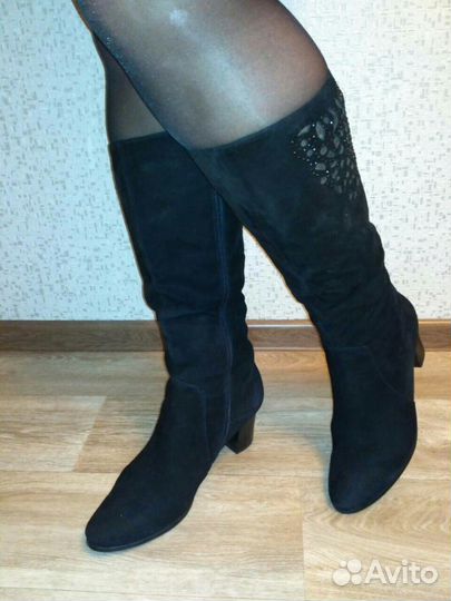 Зимние замшевые сапоги