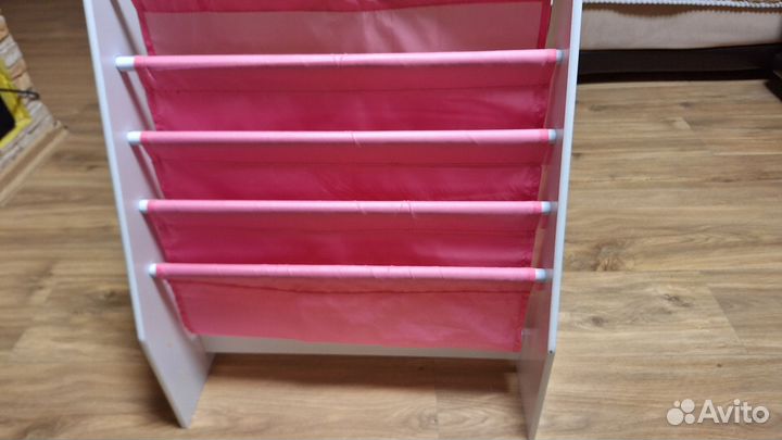 Стеллаж для книг детский, дерево ткань