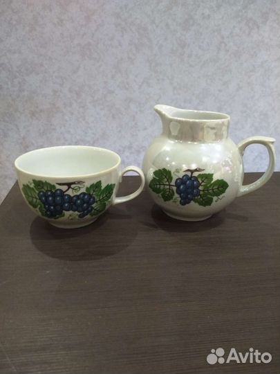 Молочник с чашкой, сахарница СССР