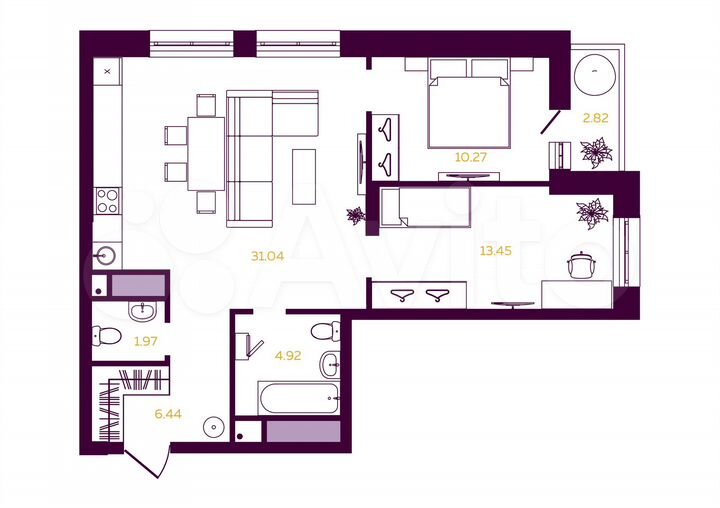 2-к. квартира, 70,7 м², 11/23 эт.