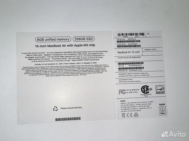 Apple macbook air 15 2024 m3 256 gb