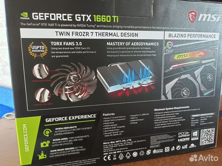 Видеокарта MSI GeForce GTX 1660 Ti gaming X