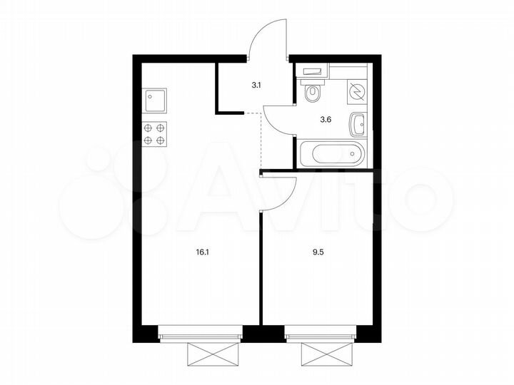 1-к. квартира, 32,3 м², 4/17 эт.