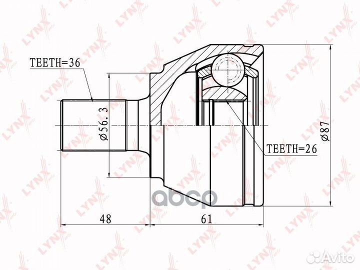 Шрус наружный перед прав/лев CO3058 lynxauto