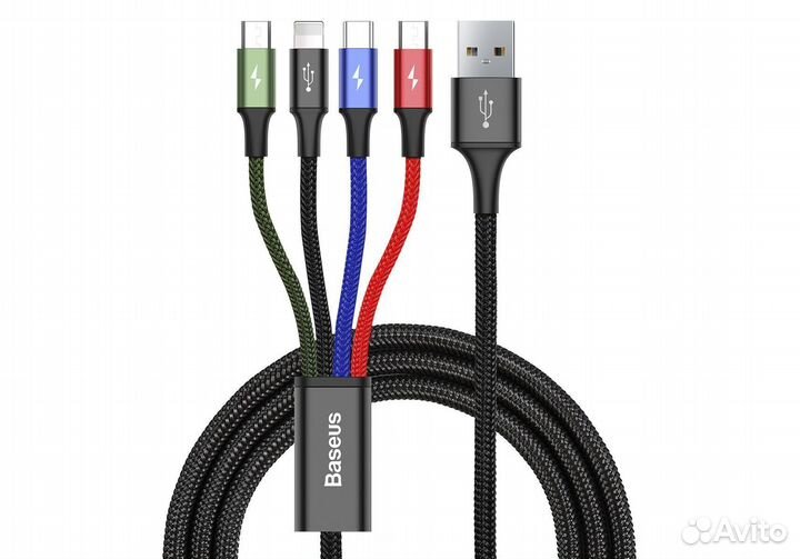 Кабель USB baseus Fast 4-in-1, USB - 2*microusb +