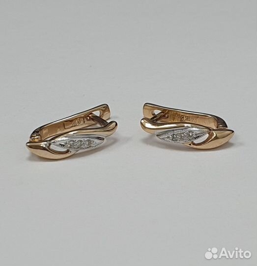 Золотые серьги с фианитами 585