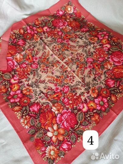 Павловопосадский платок, шерсть, 72х72 новый